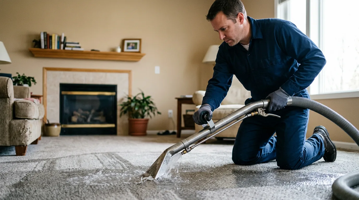 Water damage restoration technician working near Bicknell, IN